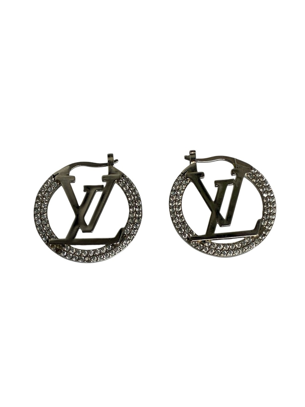 Vintage Crystal Circle Hoop Earrings in Silver